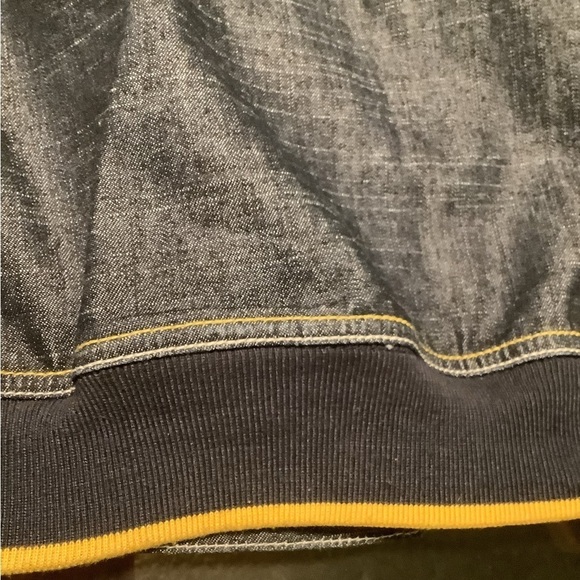 Rocawear vintage men size 4x snap front yellow white stitching denim jacket - Picture 2 of 11